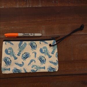 Sea Bags Blue Lobster Print Small Wristlet